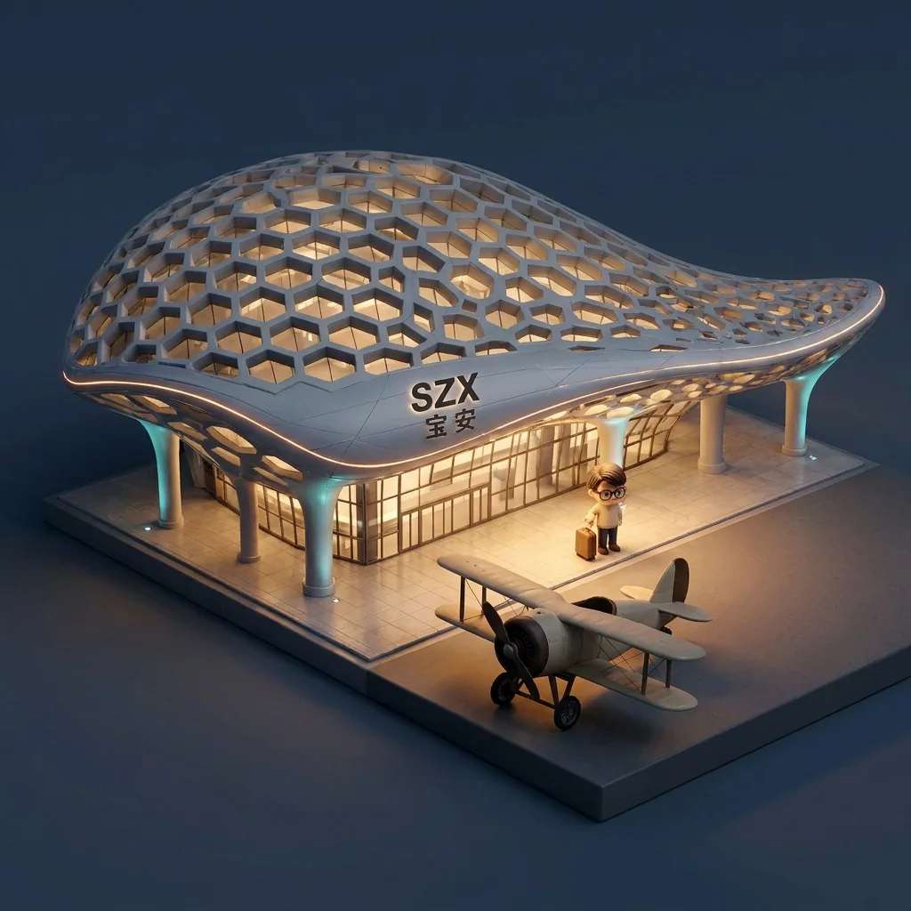 Bao'an Terminal 3 isometric — night