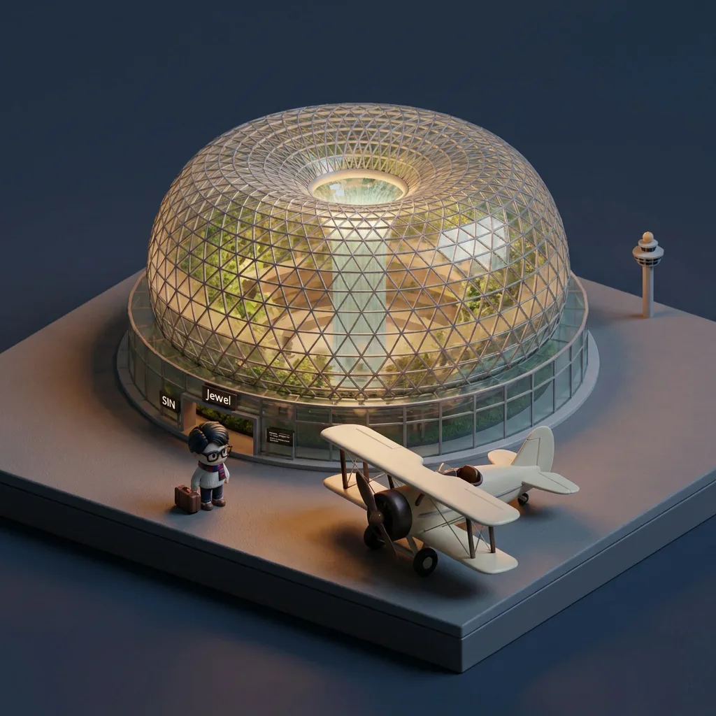 Changi Jewel isometric — night