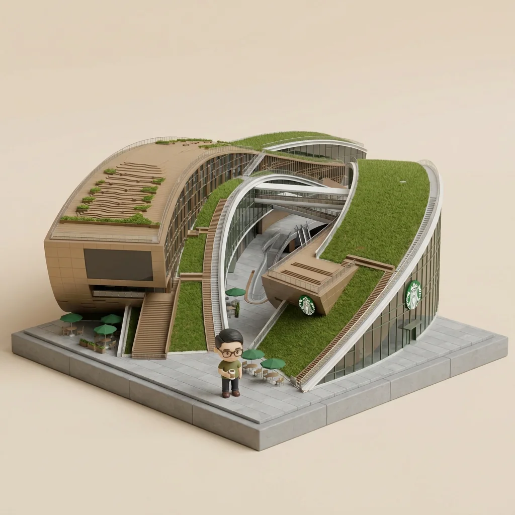 Starbucks Qiaochengfang isometric — day