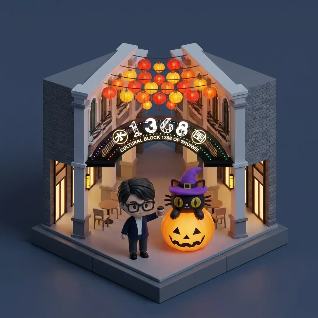 水围 1368 Cultural Block isometric — night