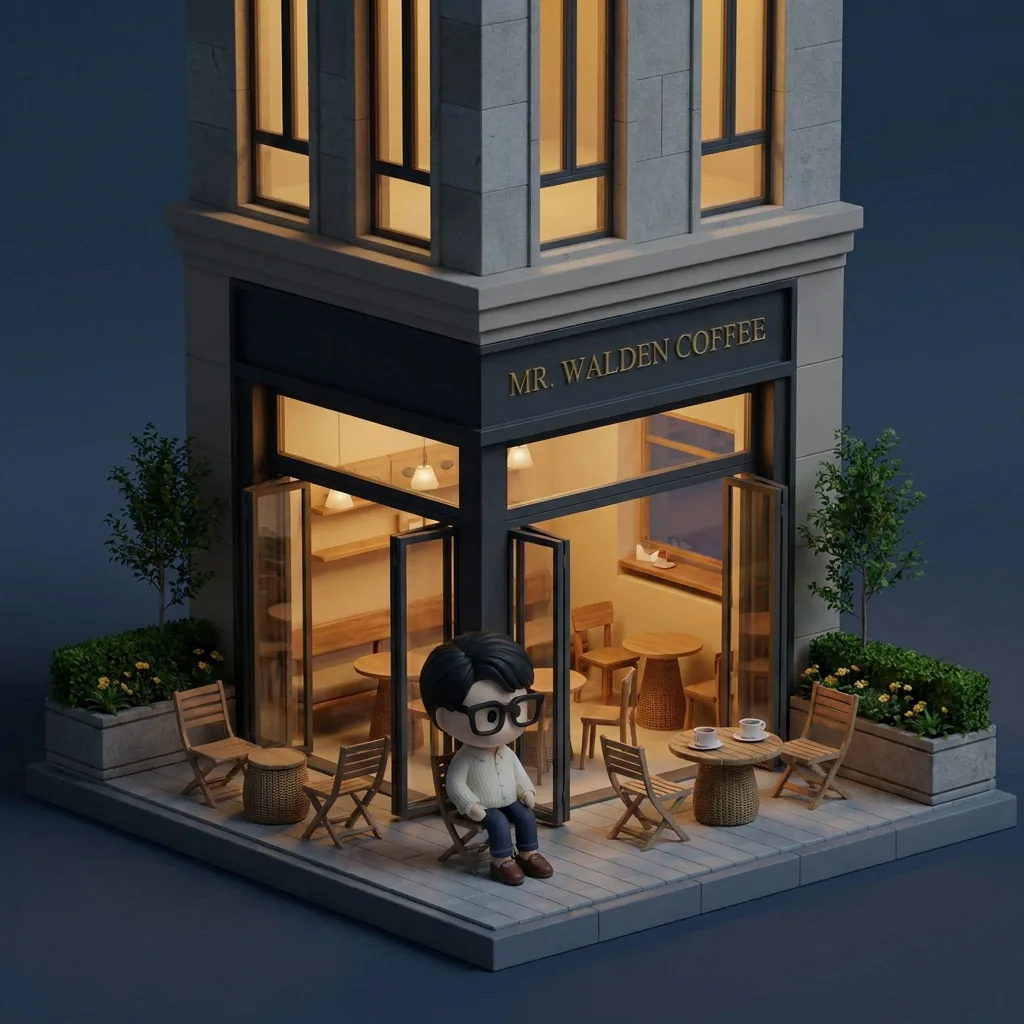 Mr Walden Coffee isometric — night